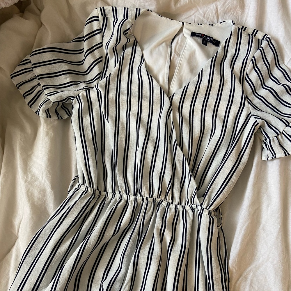 One Love Clothing Navy Striped Romper